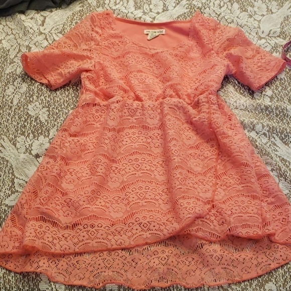 One Step Up Girls Peach Lace Hi-Lo Wrap Dress EUC - Picture 9 of 9